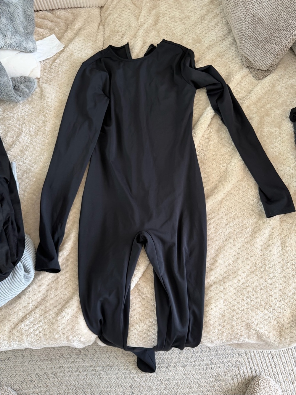 Women’s Black Long-Sleeve Bodysuit One-Piece